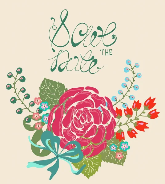 Cadre floral pour la conception d'invitation de mariage — Image vectorielle