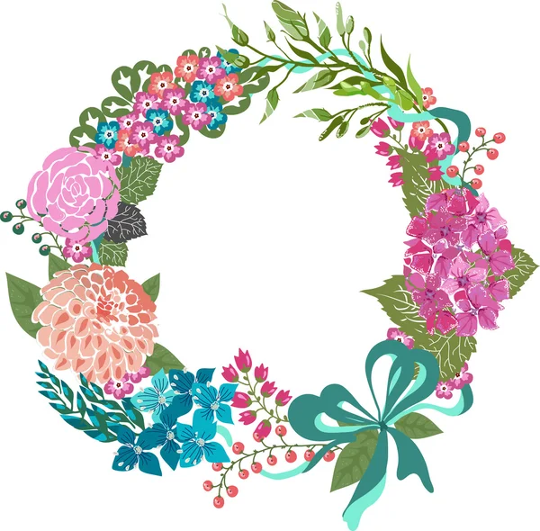 Kleur floral frame voor bruiloft uitnodiging ontwerp — Stockvector