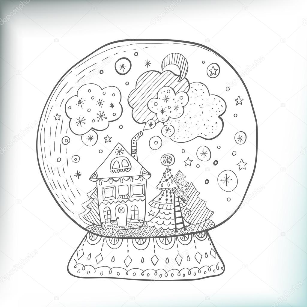 Snowglobe with decorated xmas town