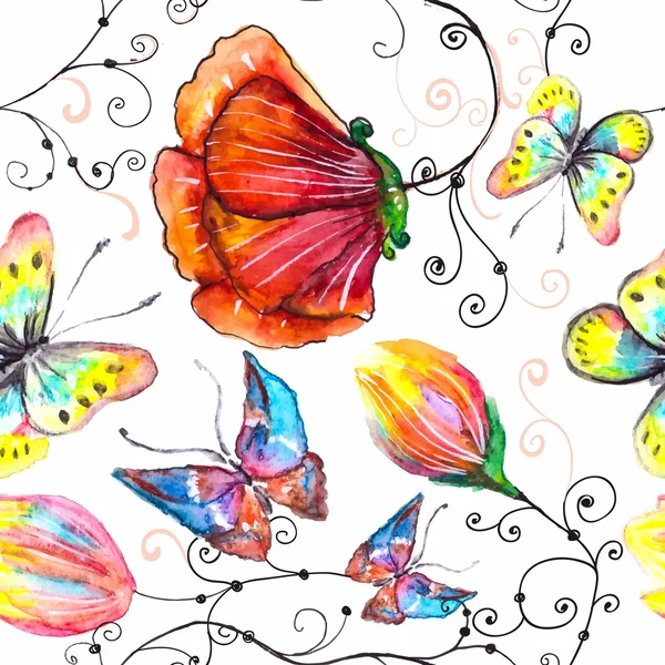 Aquarelle illustration florale sans couture — Image vectorielle