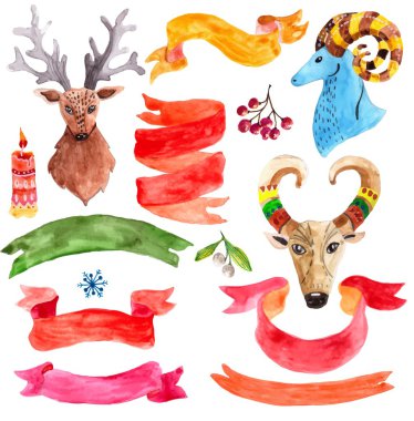 Sulu Boya güzel Noel koleksiyon