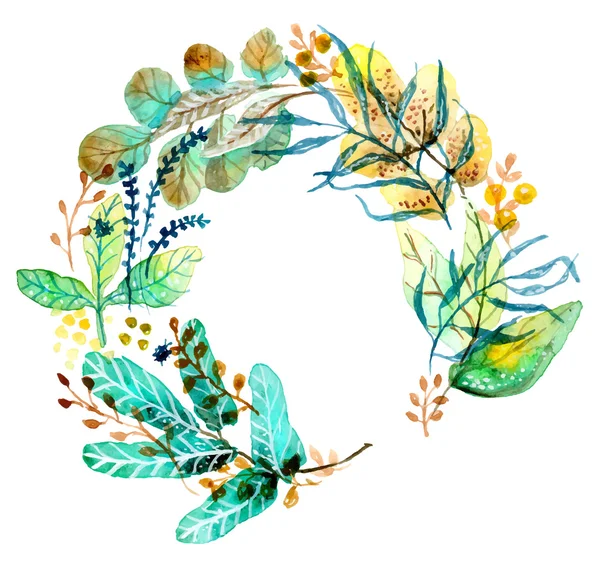 Acquerello cornice floreale, colorato illustrazione naturale — Vettoriale Stock