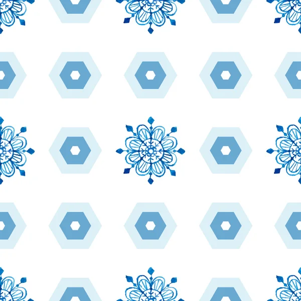 Aquarelle flocons de neige motif sans couture — Image vectorielle