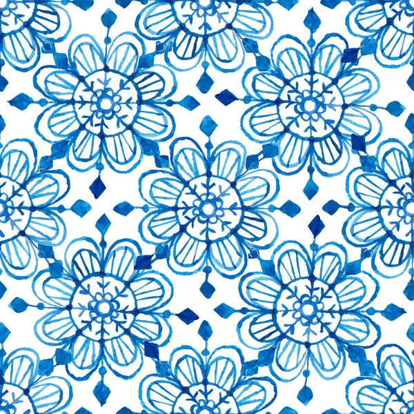 Aquarelle flocons de neige motif sans couture — Image vectorielle