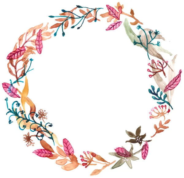 Aquarel floral frame, kleurrijke natuurlijke illustratie — Stockvector