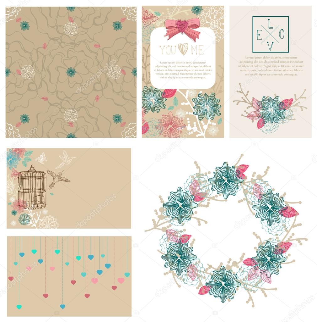 Floral cards collection for Valentine's day design