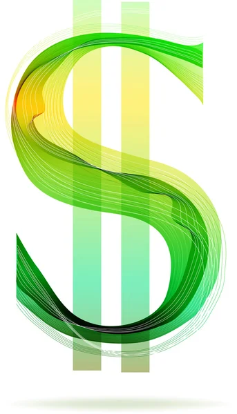 Signo verde abstracto dólar — Vector de stock