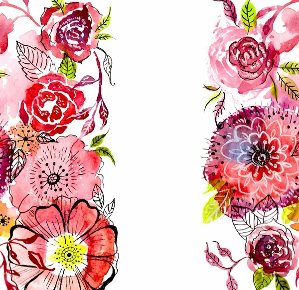 Karta akvarel květ — Stock fotografie