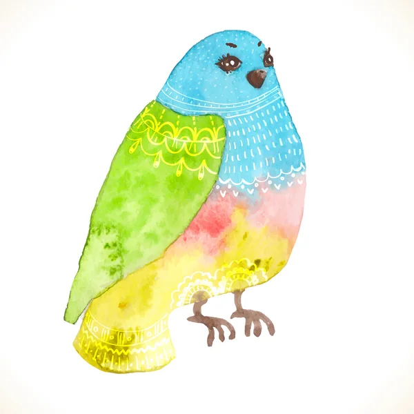 Watercolor floral bird — Stock Vector