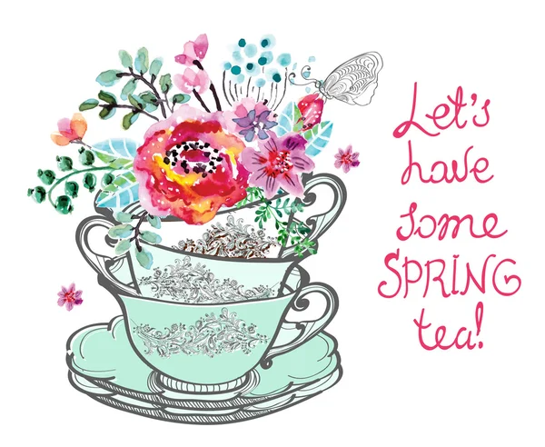 Suluboya çiçekli güzel kart