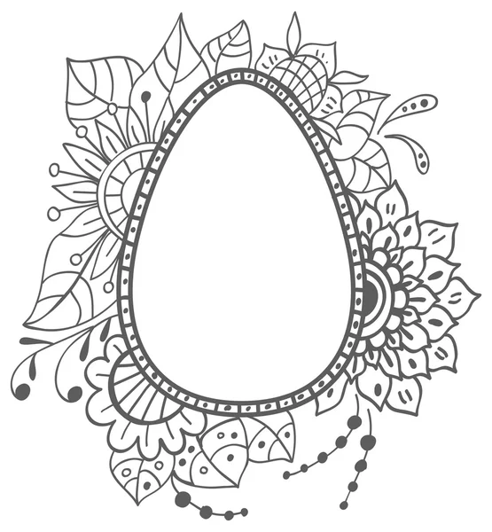 Easter doodle egg with floral ornament — Stock Vector