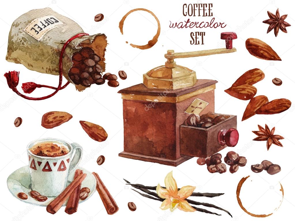 Coffee watercolor collection