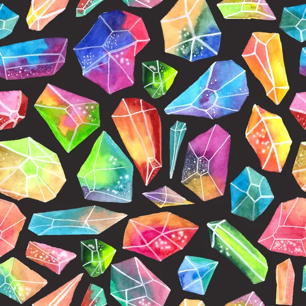 Farbenfrohes Aquarell-Schmuckmuster, schönes Kristallmuster — Stockvektor