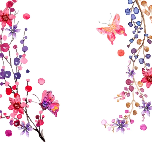 Akvarell blommor bakgrund — Stock vektor