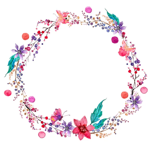 Suluboya çiçek çelenk arka plan