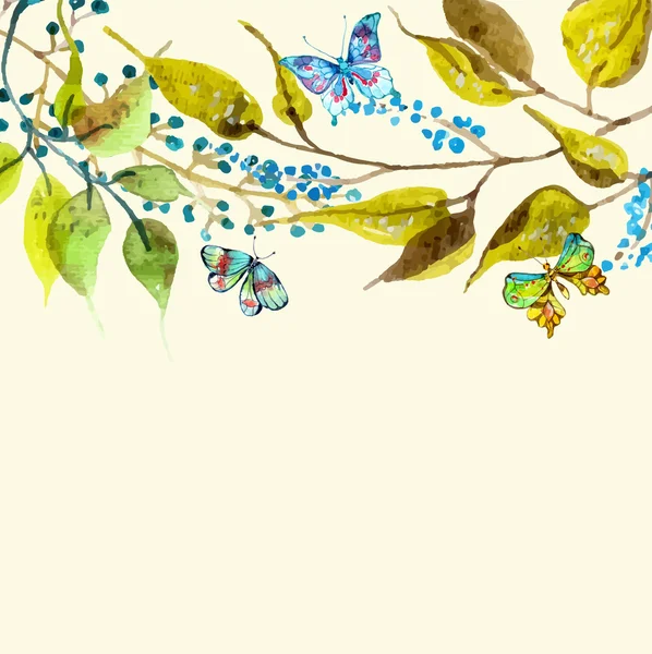 Aquarel butterfly ' and ' branch achtergrond — Stockvector