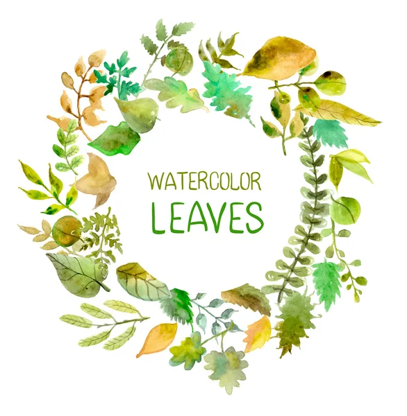 Collezione foglie acquerello — Vettoriale Stock