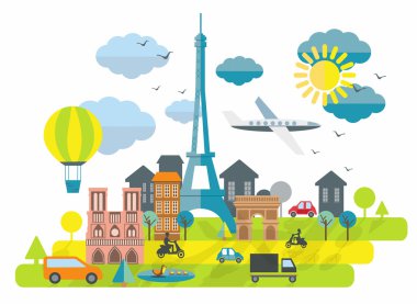 Eyfel Kulesi Paris şehir ile düz tasarlamak
