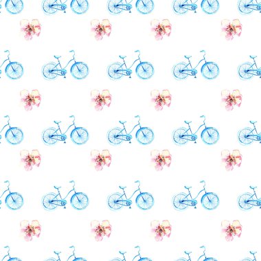 Watercolor bicycle with flowers