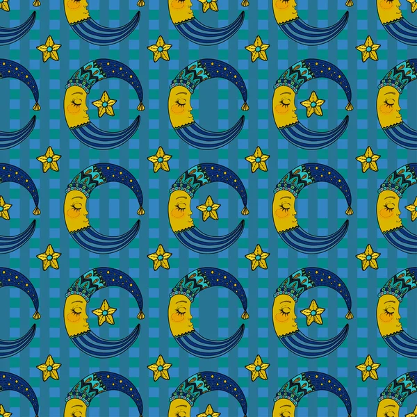 Doodle Moon, seamless pattern for children design — Stock Photo, Image