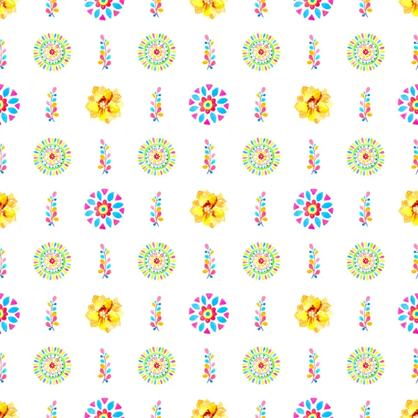 Watercolor Retro pattern of geometric shapes — Stock Photo, Image