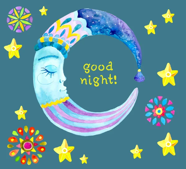 Watercolor Moon for children design — Stockvector