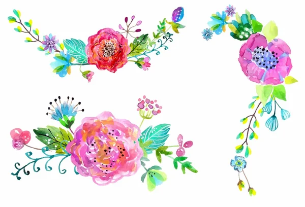 Acuarela flores conjunto — Archivo Imágenes Vectoriales