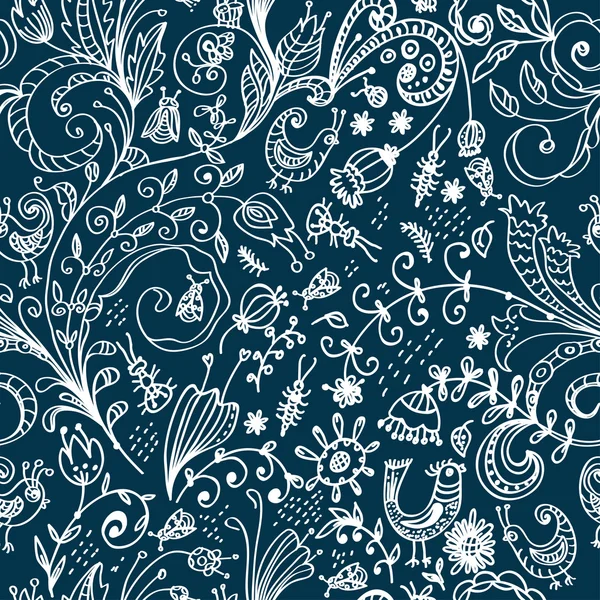 Doodle floral seamless card — Stok Vektör