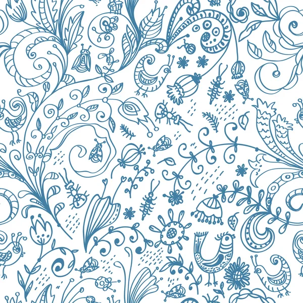 Doodle floral seamless card — Stok Vektör