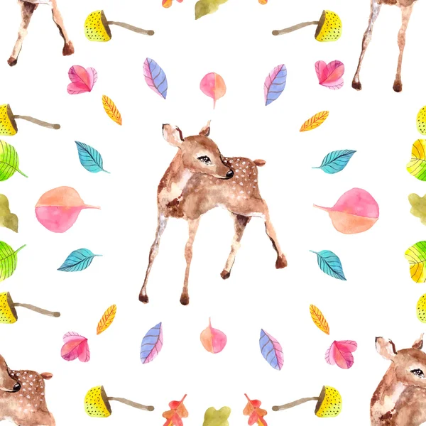 Watercolor background with little deer — Stock Vector