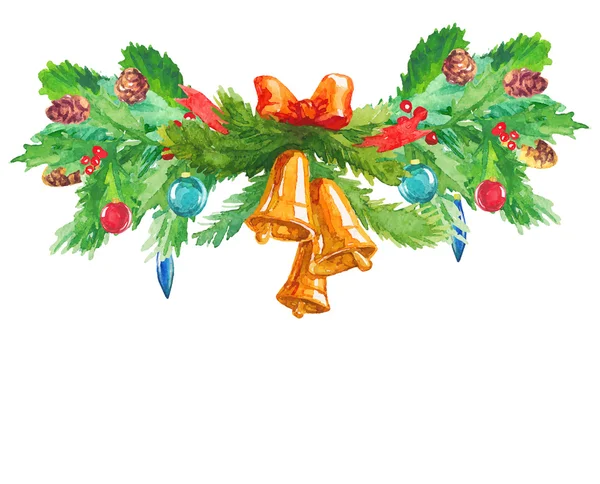 Kerstmis decoratie elementen, aquarel garland — Stockvector