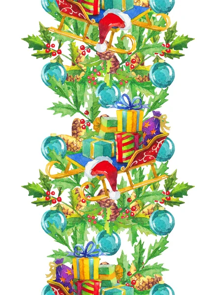 Kerstmis decoratie elementen, aquarel garland — Stockvector