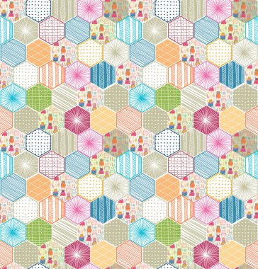 Retro geometrik altıgen baykuşlar ile seamless modeli