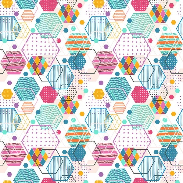 Retro geometric hexagon seamless pattern — Stock Photo, Image