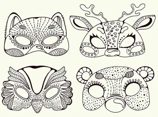 Carino maschere animali — Vettoriale Stock