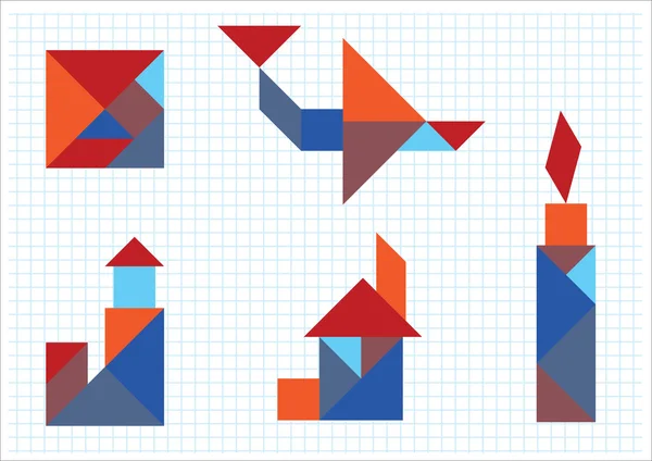 Tangram дім літаків Свічка маяк — стоковий вектор