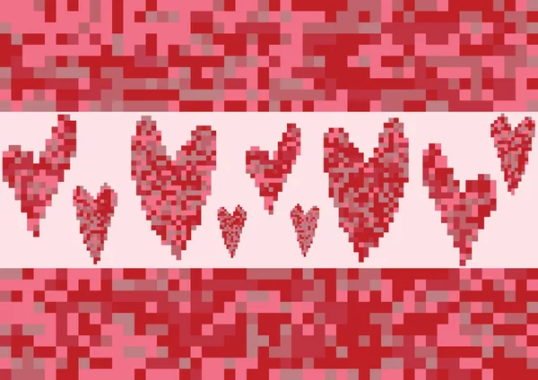 Coração vermelho amor pixel — Vetor de Stock