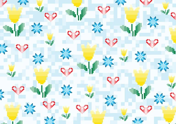 Lente bloemen pixels — Stockvector