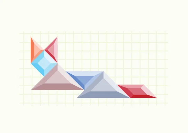 Botón icono gato Tangram — Vector de stock