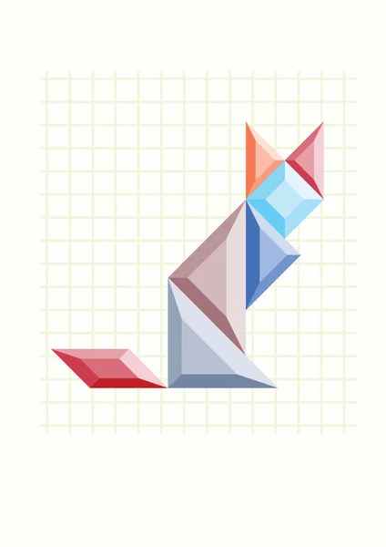 Botón icono gato Tangram Gráficos Vectoriales