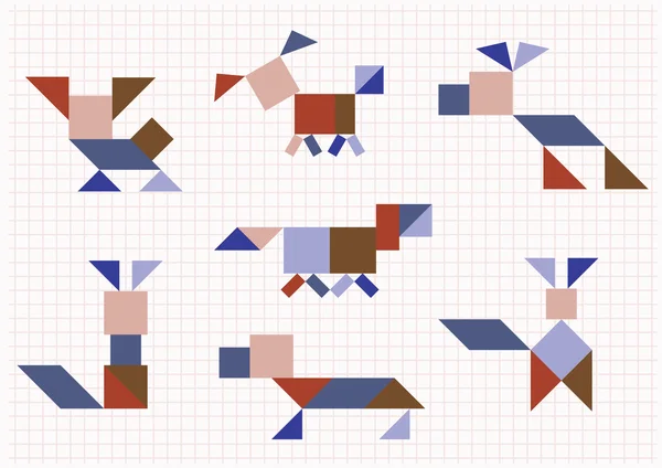 Cins köpekler Tangram — Stok Vektör