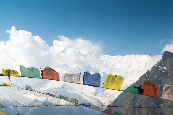 Drapeaux colorés sur un circuit Annapurna — Photo