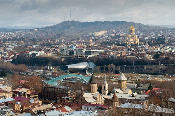 Letecký pohled na centrum Tbilisi, — Stock fotografie