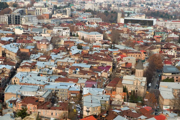 Letecký pohled na centrum Tbilisi — Stock fotografie