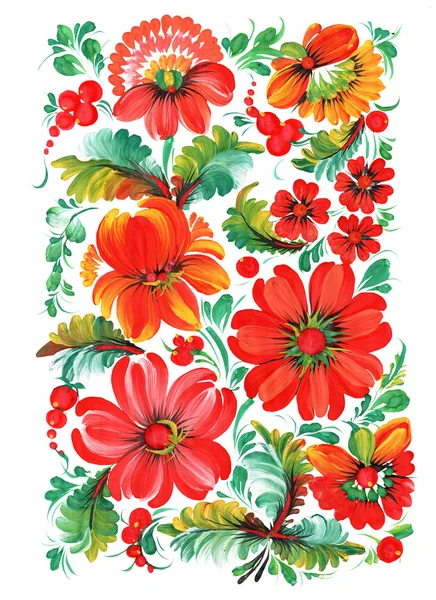 ウクライナの装飾のリスト。花の組成. — ストック写真