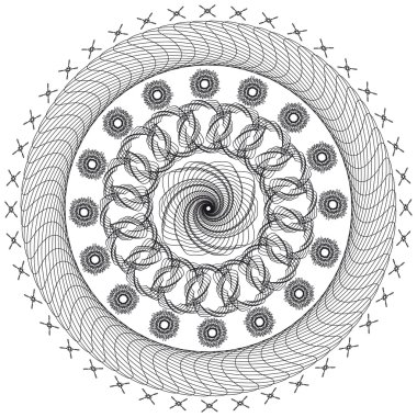 Vektör siyah ve beyaz tek renkli mandala.
