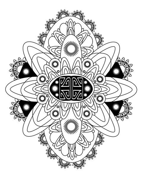 Vetor preto e branco mandala monocromático . — Vetor de Stock