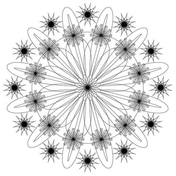 矢量黑白单色曼陀罗. — 图库矢量图片