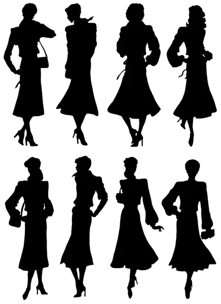 Eine Sammlung von Silhouetten Mädchen Modelle. — Stockvektor