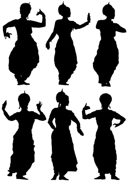 Collection of silhouettes Oriental dances of women. — Stock Vector